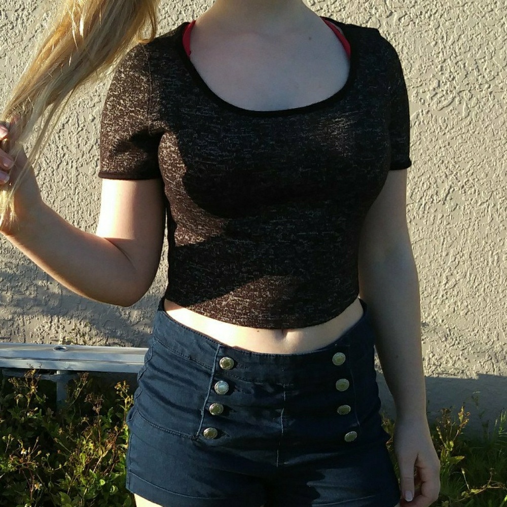 Grey and black crop top